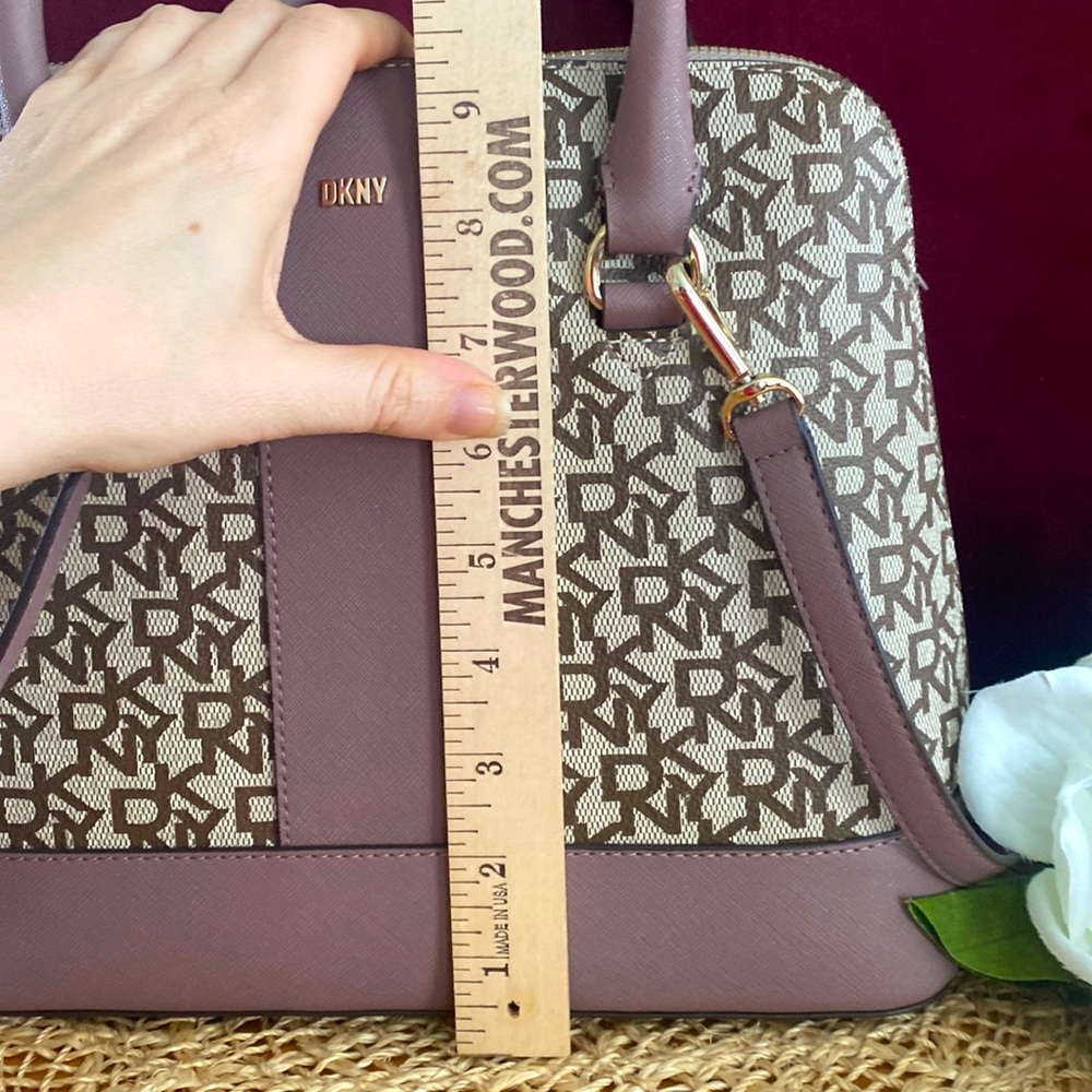 DKNY Bryant Medium Round Satchel, Tan & Mauve - Picture 11 of 14